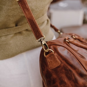 Leather Handbag Purse, Brown Leather Shoulder Bag, Leather Purse with Crossbody Strap image 2