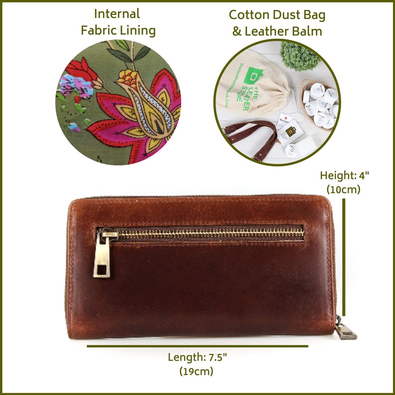 Ladies Leather Zip Around Wallet Large Leather Purse Large Etsy