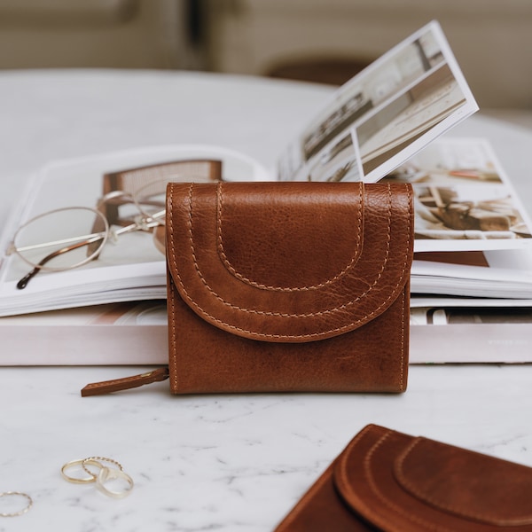 Womens Leather Wallet, Small Leather Wallet, Leather, Mini Wallet, Brown Wallet, Tan