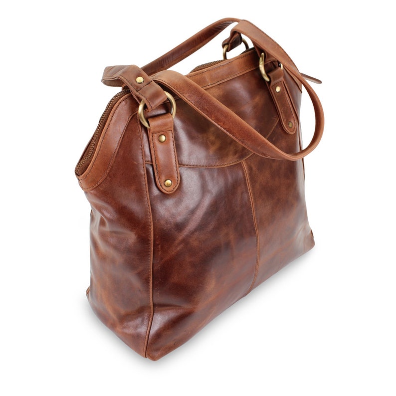 Large Brown Leather Handbag Tote Leather Shoulder Bag Etsy