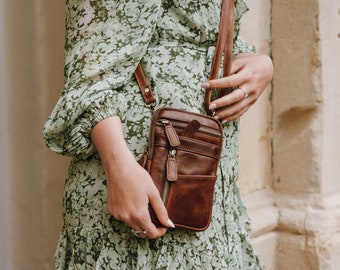 Leather Festival Bag, Leather Summer Bag, Small Crossbody Bag, Smartphone Bag