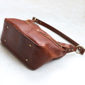 Leather Shoulder Bag, Leather Crossbody Dumpling Bag, Leather Crescent Half Moon Purse Bag image 4