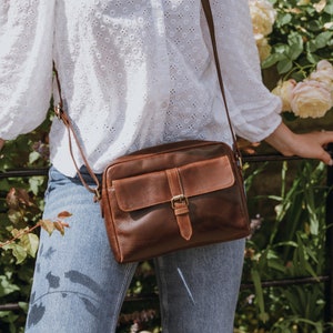 Leather Satchel Bag with Pocket, Messenger Bag, Brown Leather Handbag, Shoulder Bag