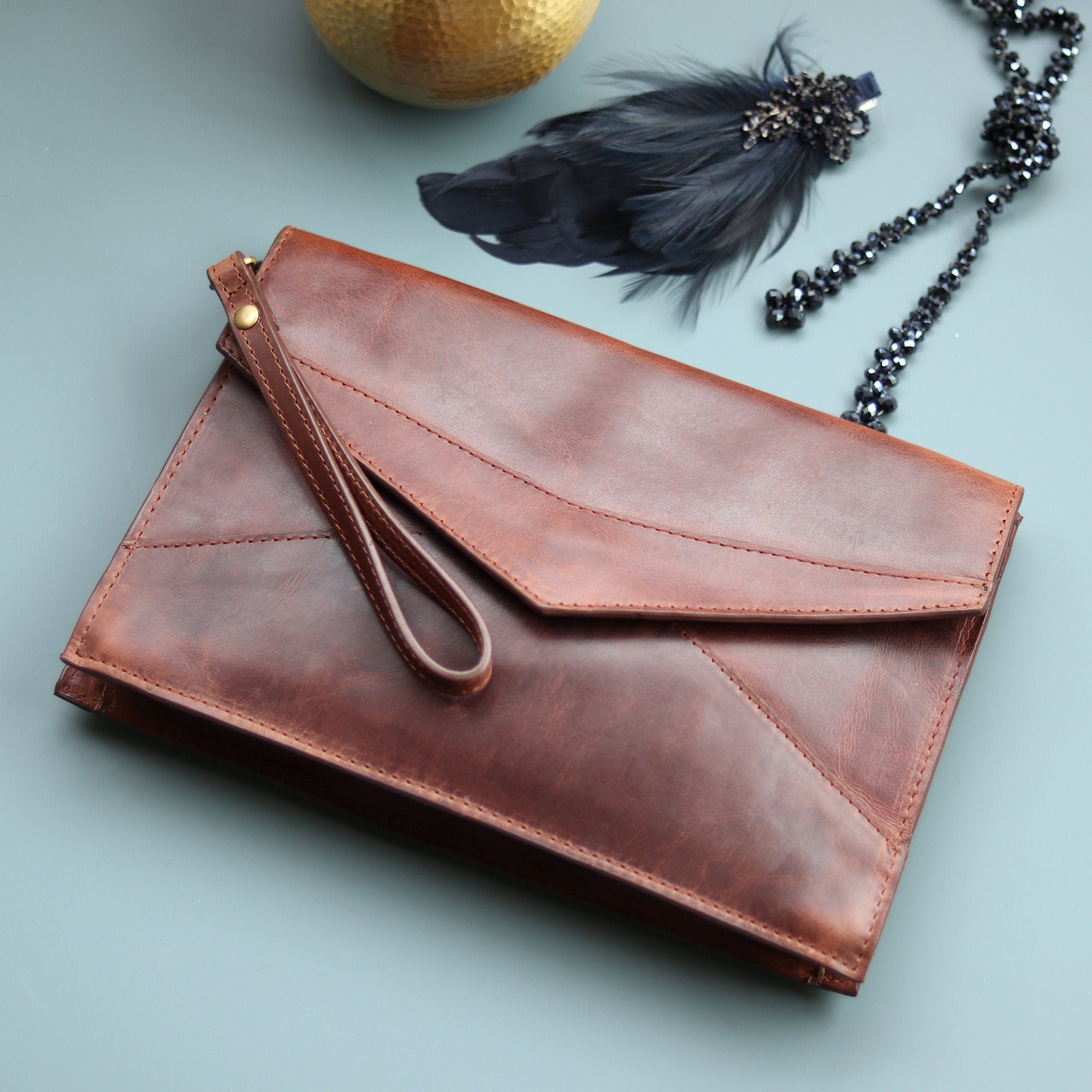 Leather Clutch Bag Leather Clutch Wristlet Purse Leather Etsy