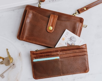 Leather Smartphone Crossbody Bag, Distressed Brown Leather Festival Purse