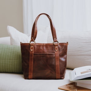 Leather Handbag, Leather Purse, Top Handle Bag, Brown