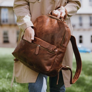 Leather Backpack, Leather Rucksack, Travel Bag, Distressed Brown image 2