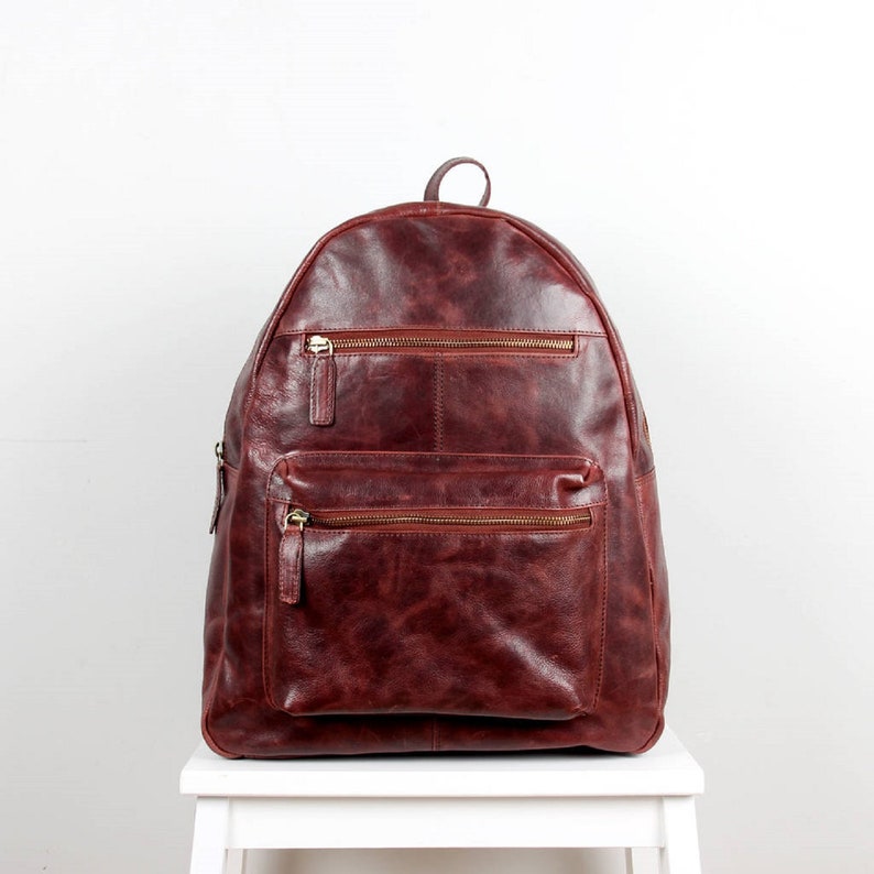 large leather travel backpack