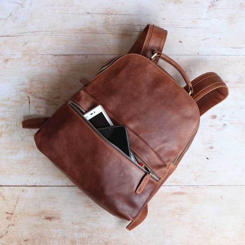 Leather Backpack, Leather Rucksack, Travel Bag, Distressed Brown image 3