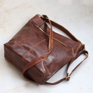 Leather Handbag, Leather Tote, Shoulder Bag, Hobo, Purse, Distressed Brown image 5