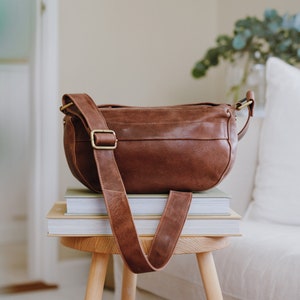 Brown Leather Slouchy Dumpling, Crossbody Bag, Crescent Bag