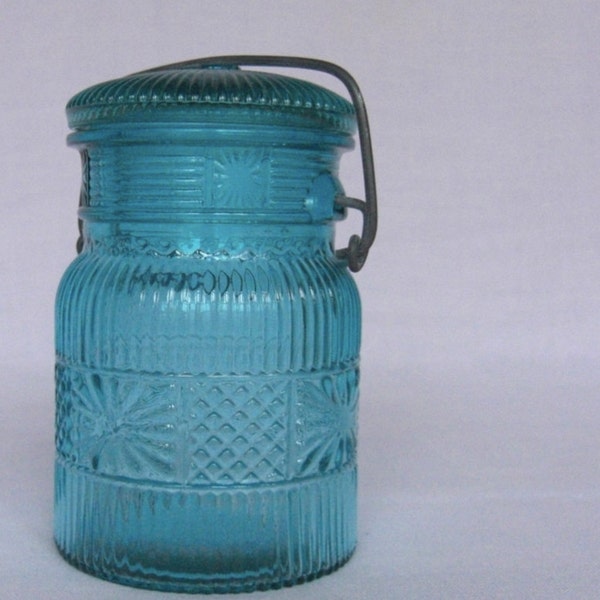 Vintage Sea Blue Avon Mason Jar