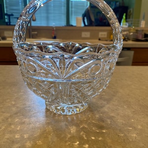 【アンティーク品】クリスタルガラスバスケット Vintage Crystal Basket With Handle - Etsy