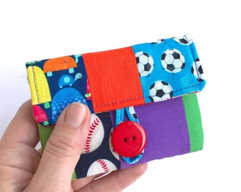 rosary pouch case. boy first communion gift. baseball soccer football trucks cute scrap patchwork pouch. catholic baptism confirmation