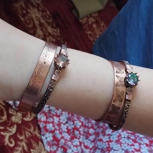 Zultanite Copper Cuff Bracelet, Genuine Zultanite Gemstone, Handmade Pure Copper Adjustable Bangle Gift image 7
