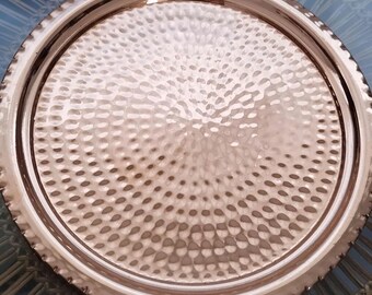 Hammered Copper Tray, Handmade Copper Serving Platter, Decorative Turkish Copper Plate