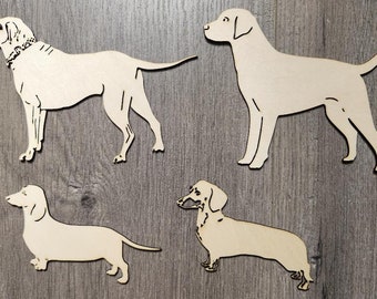 Dog wood cutouts, Bass wood dog cutouts, Dog Ornament