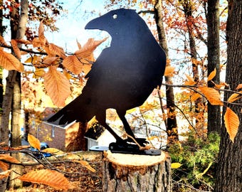Rustic Metal Raven Sculpture – Steel Bird Silhouette Art for Home or Garden Décor