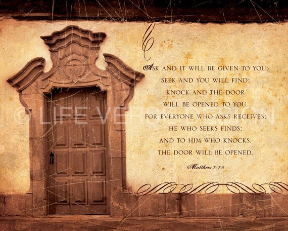 Bible Verse Wall Art Religious Art Ask Seek Knock Matthew 7 Christian Gift Scripture Art Photography