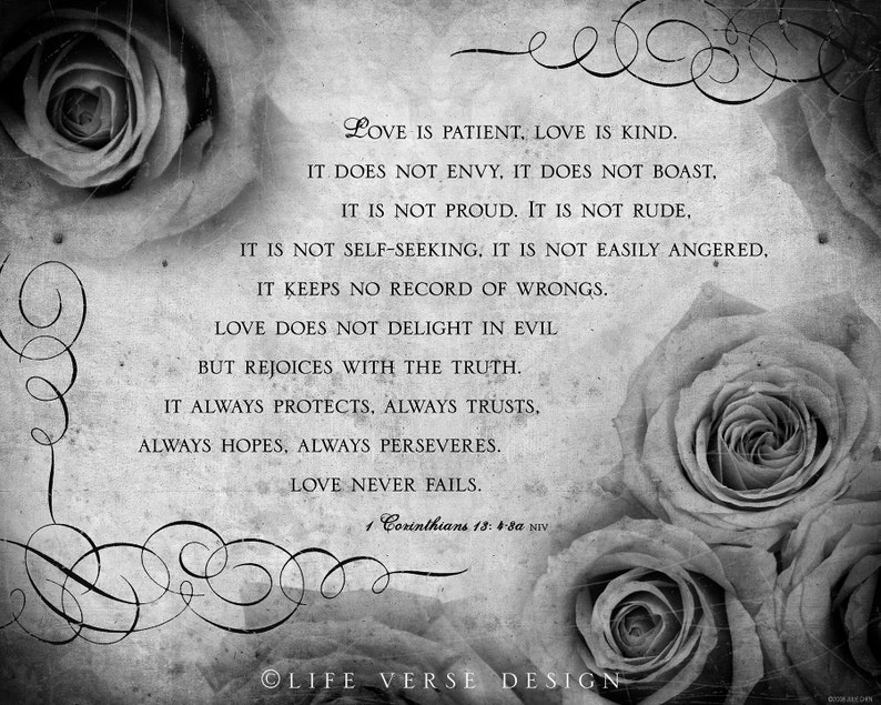 1 Corinthians 13 Art Bible Verse Photography Religious Anniversary Gift Scripture Art Christian Wedding Gift LOVE Roses image 2