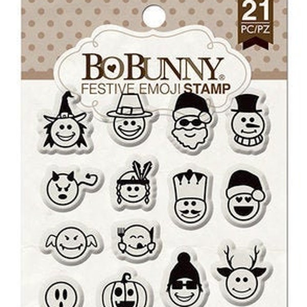 Bo Bunny Clear Acrylic Festive Emoji Stamps