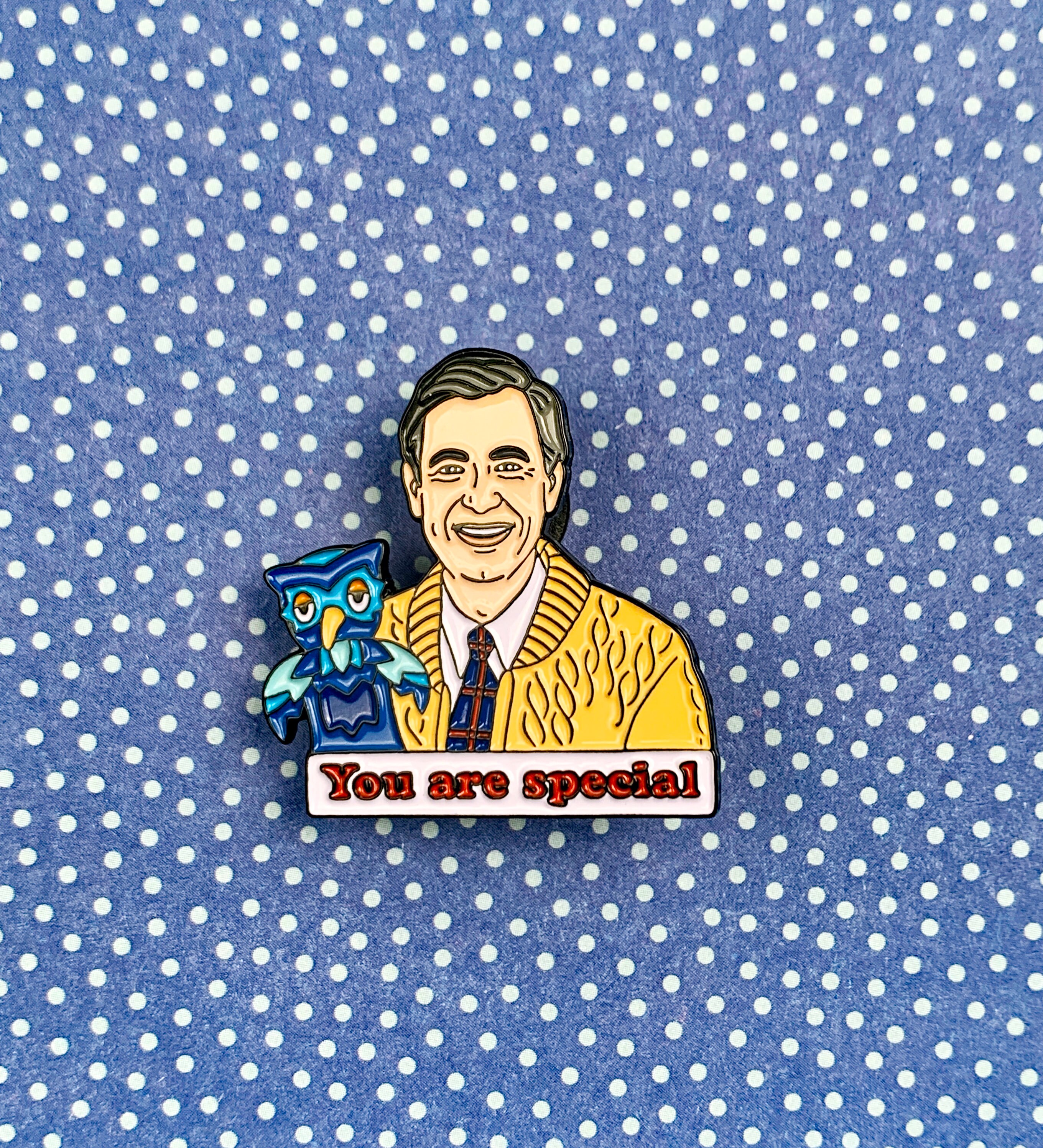 Mister Rogers and X the Owl Enamel Pin