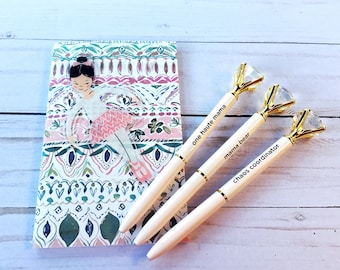 Diamond Top Blush Ballpoint Pen with Sentiment