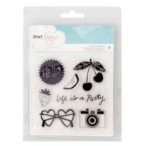 American Crafts Dear Lizzy Happy Place Collection Clear Acrylic Stamps