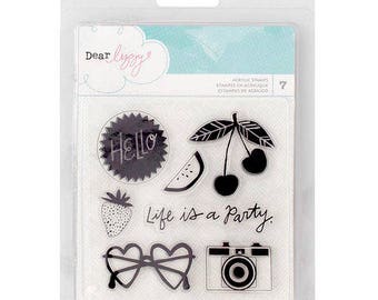 American Crafts Dear Lizzy Happy Place Collection Clear Acrylic Stamps