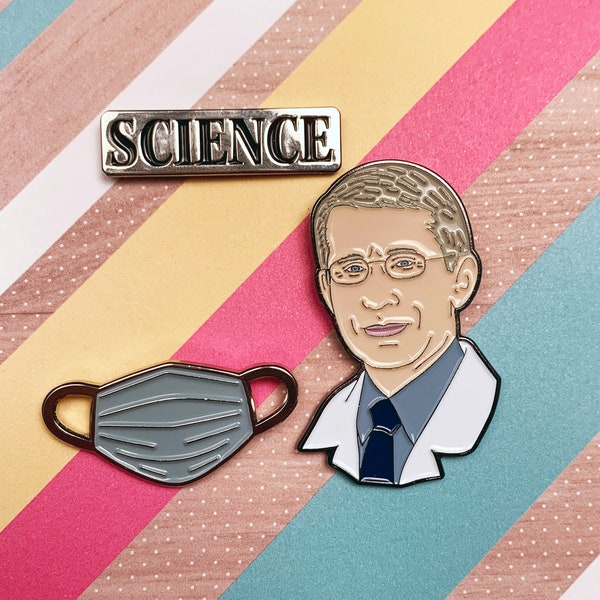 Dr. Fauci and Mask Enamel Pin