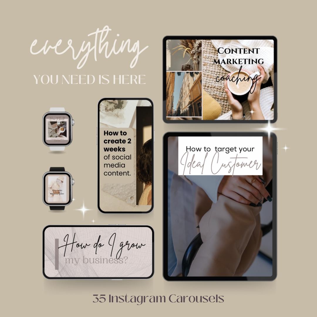35 Instagram Business Carousel Templates | 6-page Editable Carousel ...