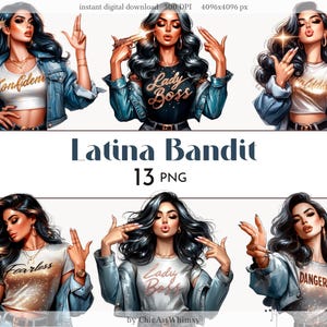 Latina Bandit Clipart 13 PNG, Fashion Chicana Girl, Afdrukbaar T-shirt, Scrapbook Planner Clipart, Latina Hustler Girl, Motivatie Clipart