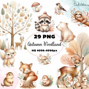 Aquarel herfst bosdieren clipart 39 png, schattige bosdieren png, bosdieren babyshower, bos baby's png, decor kinderkamer
