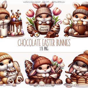 Aquarell Schokolade Osterhase Clipart, Geburtstag Party-Baby-Dusche, digitaler Download, Hase Sublimation, Schokolade Ostern,niedlichen Baby-Häschen