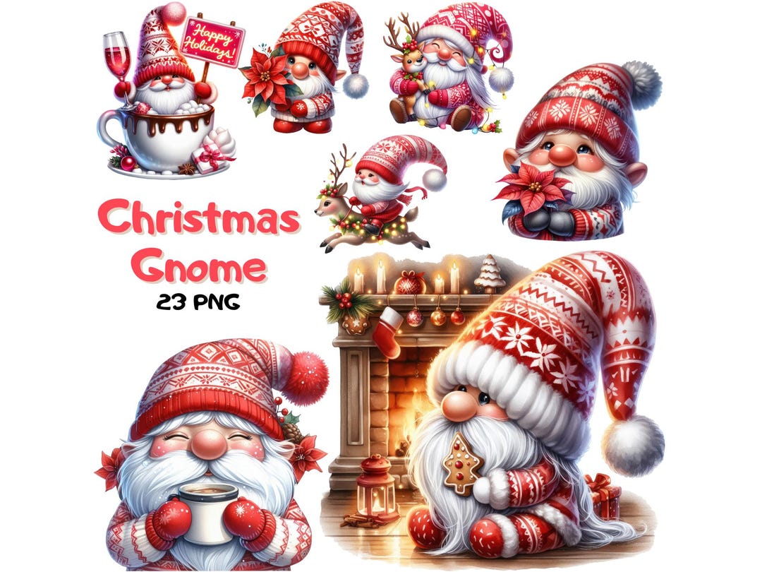 Watercolor Christmas Gnome 23 Clipart, Winter Holiday, Gnome ...