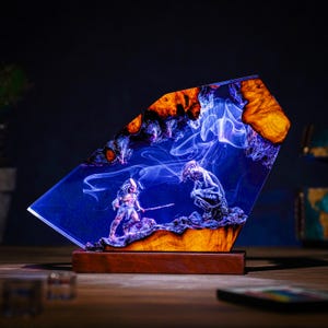 Predator vs Xenomorph Harz Lampe, Alien Space Monster Licht, handgemachtes Sci-Fi Dekor, einzigartiges Film Fan Geschenk, epischer Sammler Raum Akzent