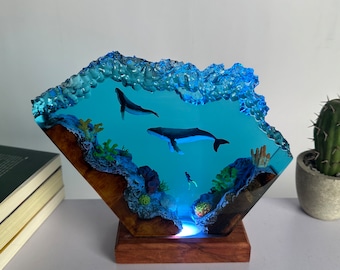 handmade lamp, custom night light, ocean light
