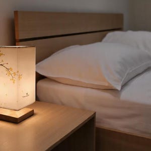Lampada da tavolo Japandi, lampada lanterna di carta, lampade decorative da comodino, paralume cinese, lampada da lettura da comodino in legno