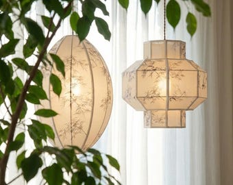 Silk Pendant Lantern: Japanese Style Ceiling Light with E27 LED