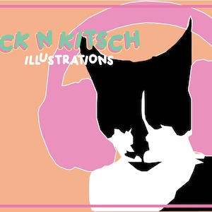 Chat, kitsch, mignon, original, kawaii, idiot, vintage, coloré, adorable