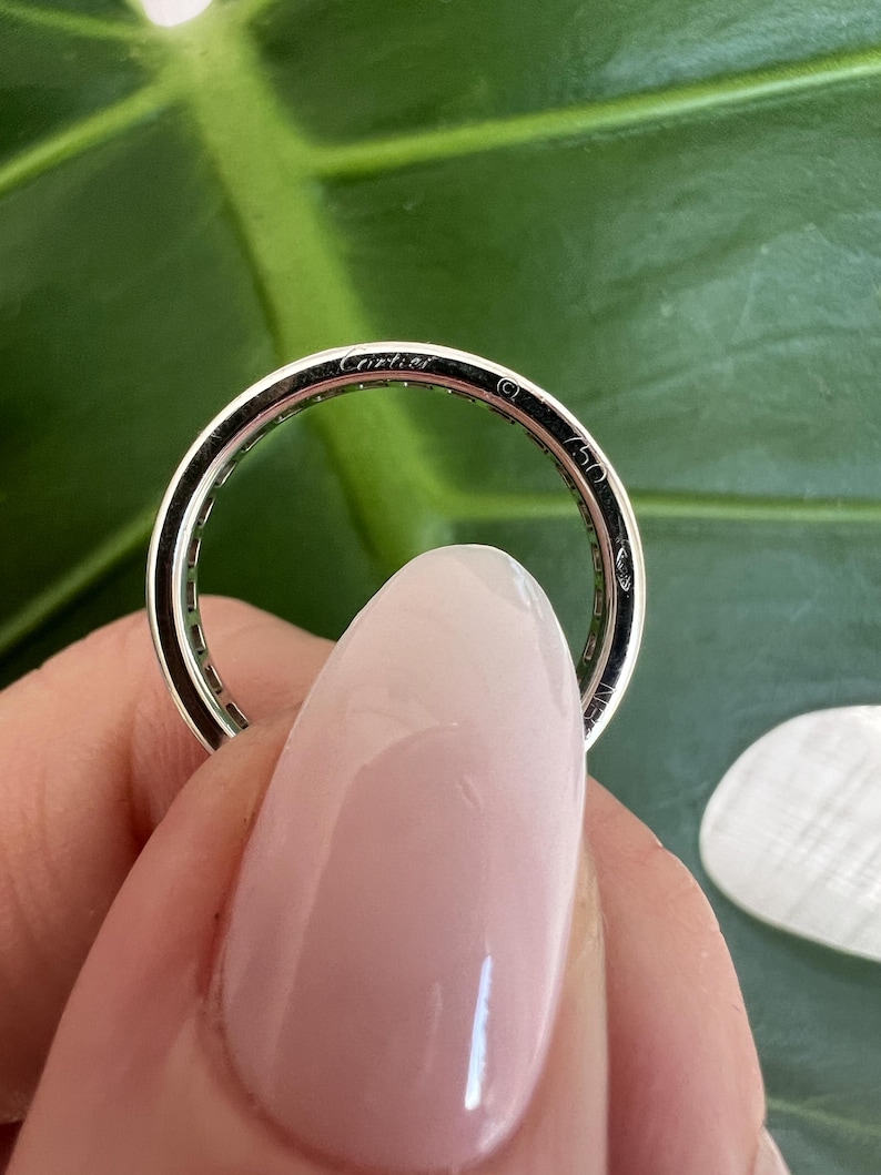 Cartier ring, wedding band ring, 18k white Gold, American band ring, Vintage Woman Band, Diamonds Ring, Woman Wedding Ring, band ring, Natural Diamonds, Birthday Gift Ring, Elegant Ring, Estate Ring, Gift For Her, Luxury French Ring, Proposal Ring
