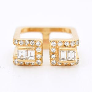 Vintage Ring in Yellow Gold 18k with Diamonds By Jean Vendôme