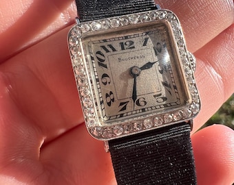 Boucheron Art Deco Platinum & Diamond Watch – Antique 1920s – French Fine Jewelry