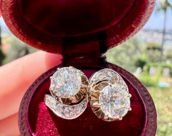 Bague Toi et Moi Belle Époque or/plat 2 diamants VS/VVS – Antique c.1900