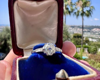 Antique Solitaire Ring, Belle epoque French Platinum Ring, Old Cut Diamonds, Engagement Ring, Proposal Ring, Birthday Ring Gift