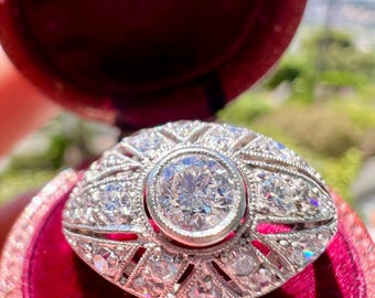Art Deco Platinum Diamond Ring | Antique Engagement Ring 1920s | Vintage Filigree Ring | Unique Heirloom Jewelry