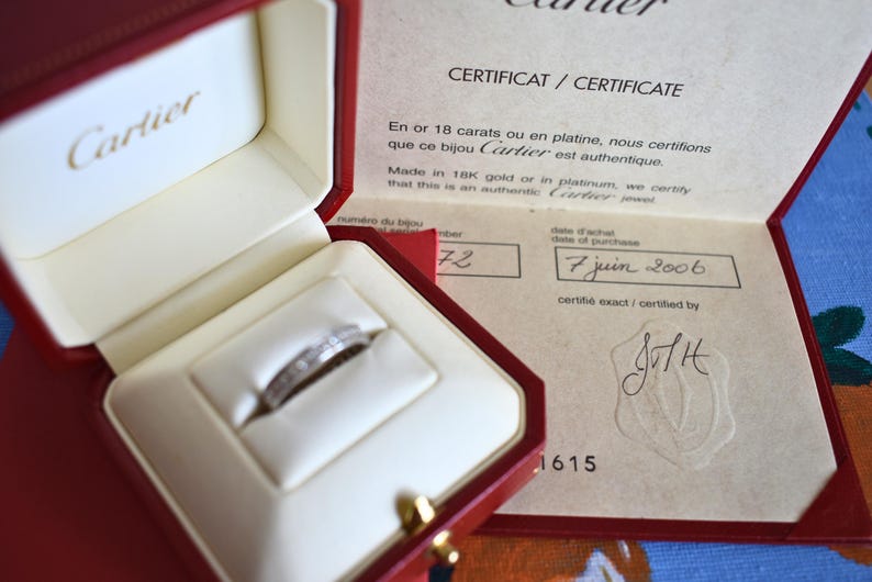 Cartier ring, wedding band ring, 18k white Gold, American band ring, Vintage Woman Band, Diamonds Ring, Woman Wedding Ring, band ring, Natural Diamonds, Birthday Gift Ring, Elegant Ring, Estate Ring, Gift For Her, Luxury French Ring, Proposal Ring