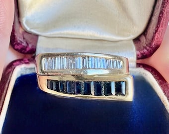 Vintage Two-Tone 14k Gold You and Me Ring: Sapphire & Diamond