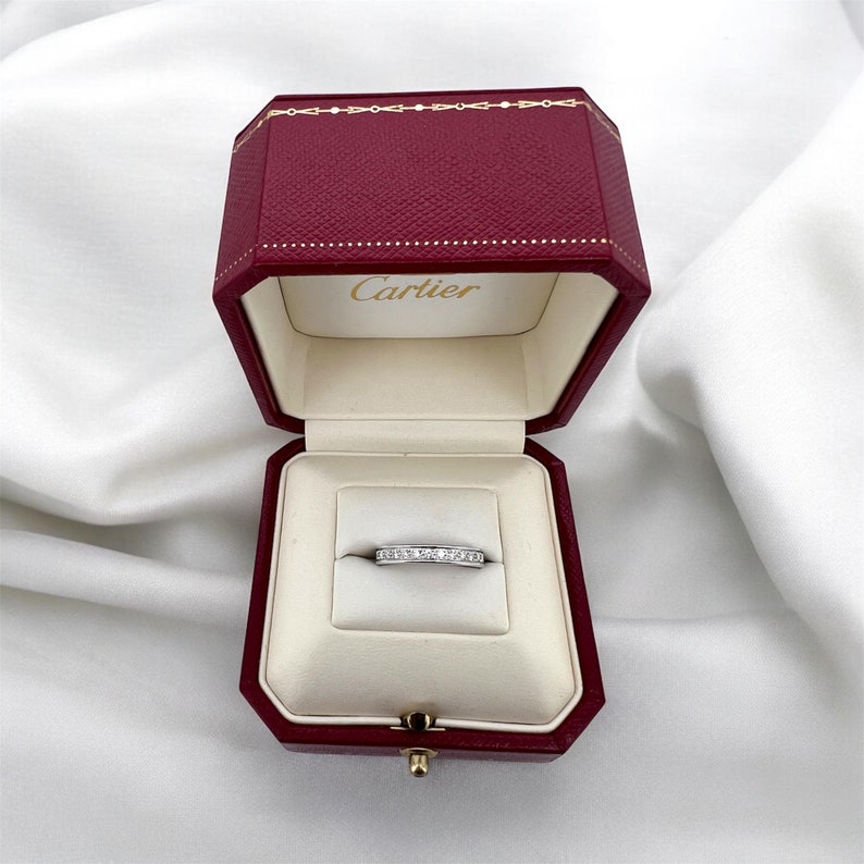 Cartier - Eternity Band ring, 18k white gold, Diamonds VVS, American band, wedding diamonds band ring, vintage Cartier, Luxury Wedding Band image 1