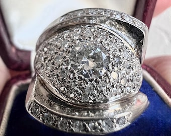 Rare Art Deco Tank Ring - Platinum and Diamonds - 1920